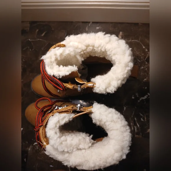 Nine West Tan Suede 4" Block Heel Boots with Red Laces - Picture 7 of 14